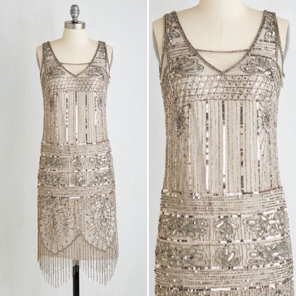 ModCloth: Vintage Inspired Beaded Gown in Gold